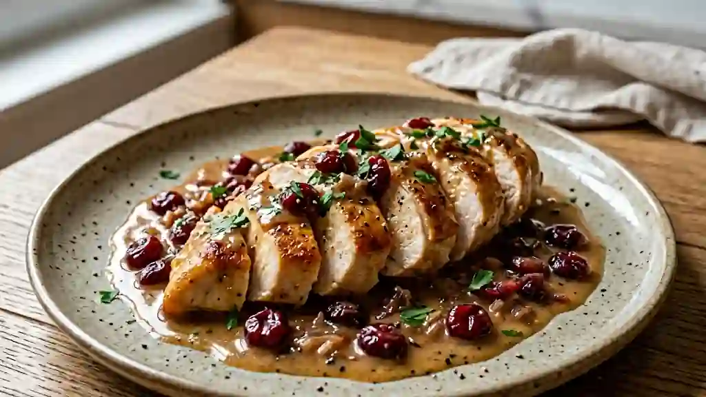 Poulet à la sauce cranberry au slow cooker (sucré-acidulé, ultra tendre)