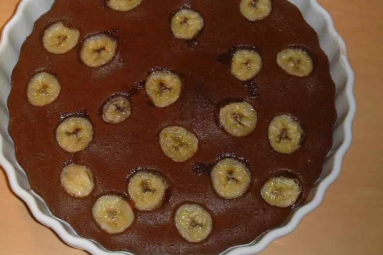 Tarte banane, crème vanillée et chocolat
