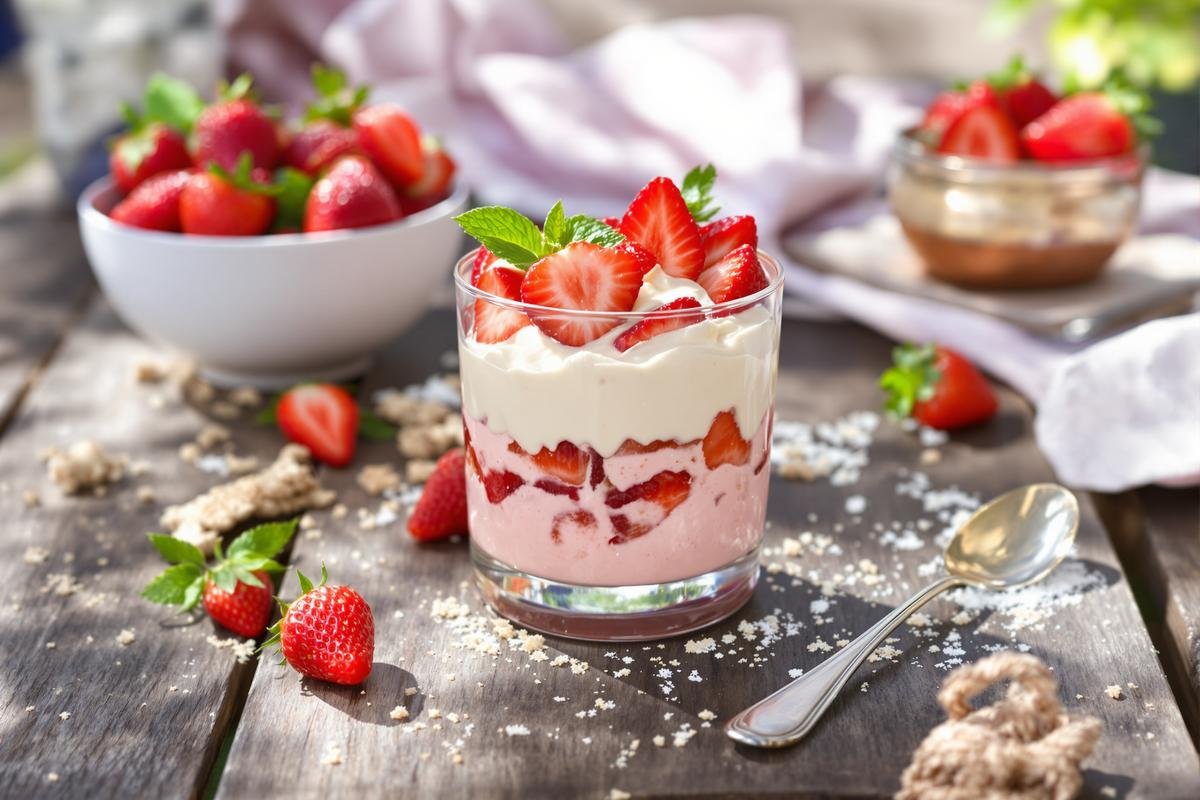 Dessert simple aux fraises prêt en 2 minutes